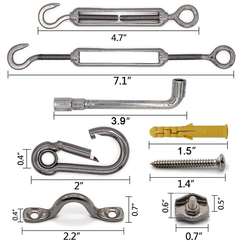 Kit de cable para colgar luces de cadena, cable guía de acero inoxidable 304 revestido de nailon y accesorios para luces de cadena de bistró para exteriores