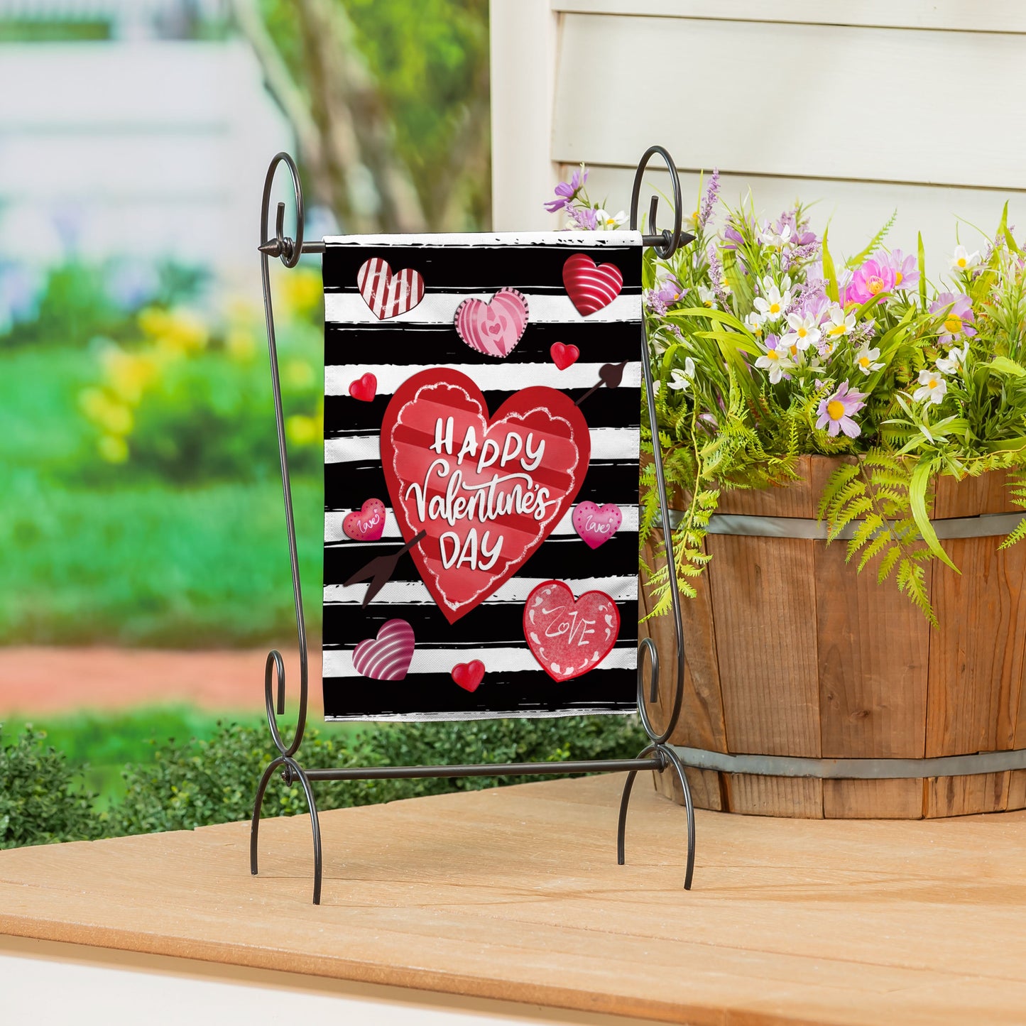 Striped Hearts Burlap Garden Flag - Tampa Home & Garden Store