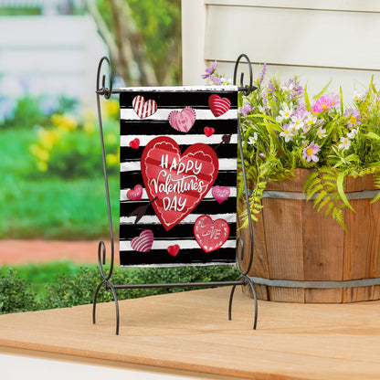 Striped Hearts Burlap Garden Flag - Tampa Home & Garden Store