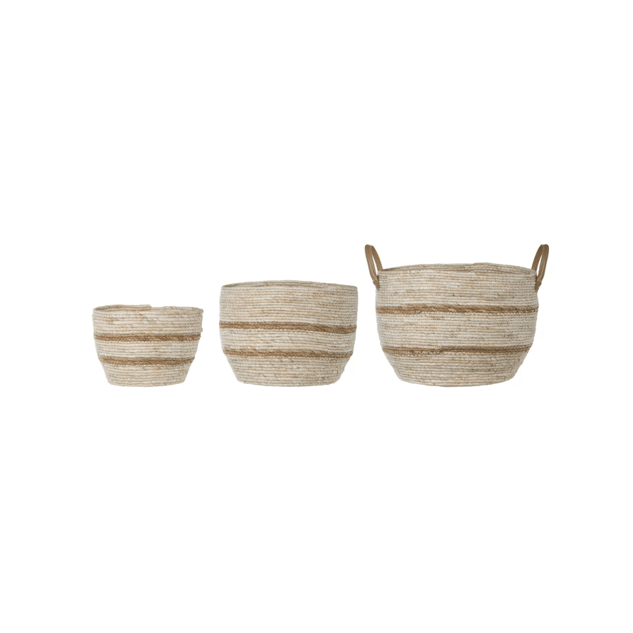 Striped Maize Storage Baskets / Planters, Set of 3 - Tampa Home & Garden Store