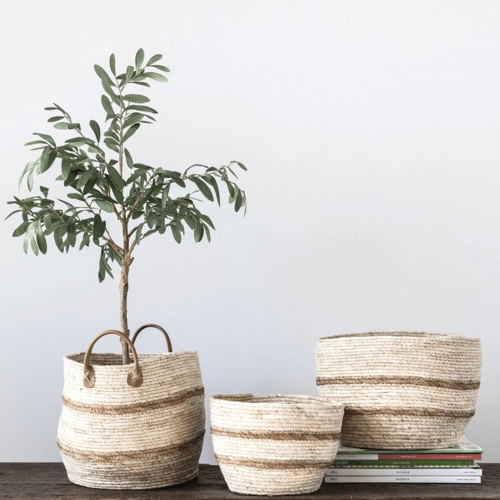 Striped Maize Storage Baskets / Planters, Set of 3 - Tampa Home & Garden Store