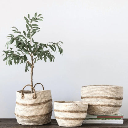 Striped Maize Storage Baskets / Planters, Set of 3 - Tampa Home & Garden Store