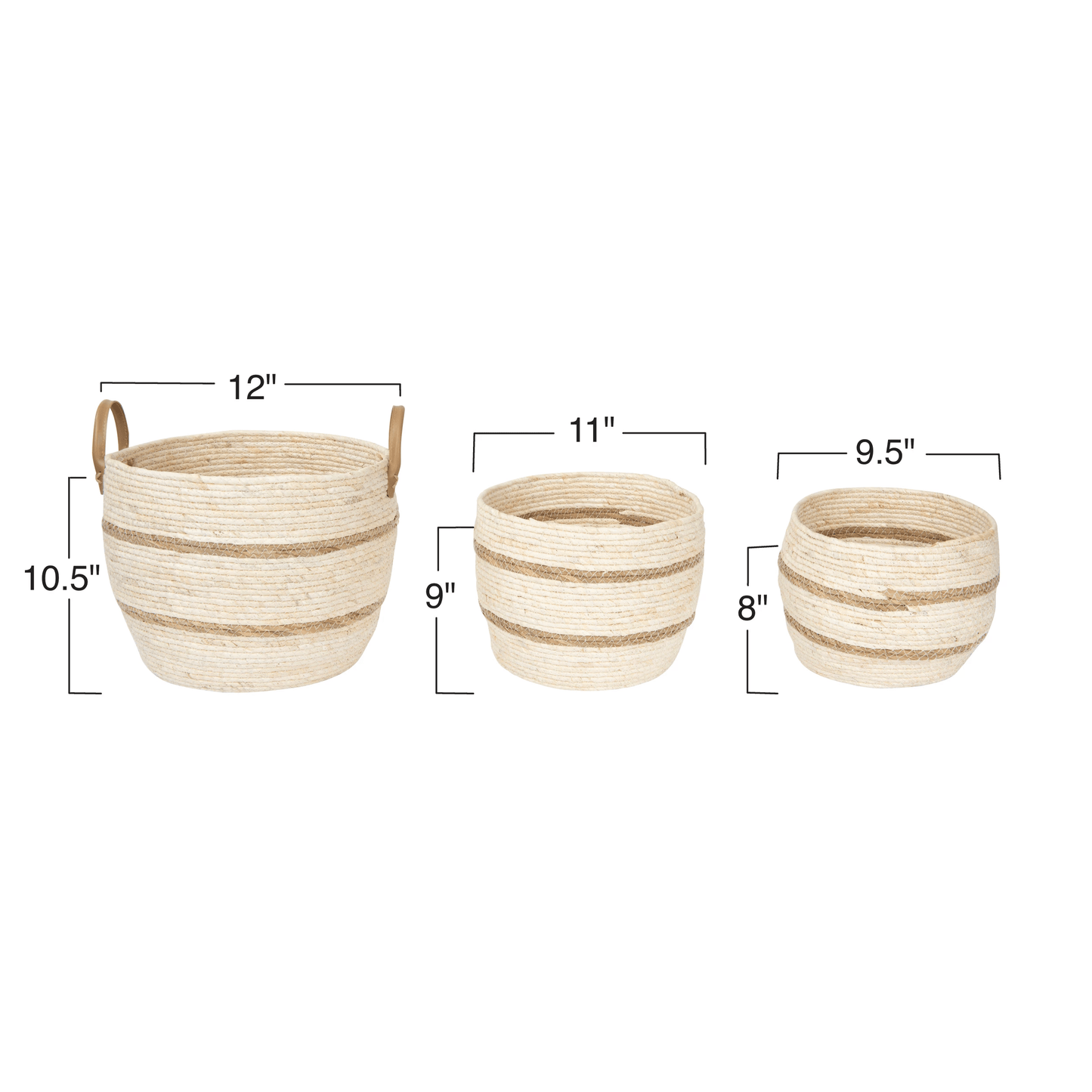 Striped Maize Storage Baskets / Planters, Set of 3 - Tampa Home & Garden Store