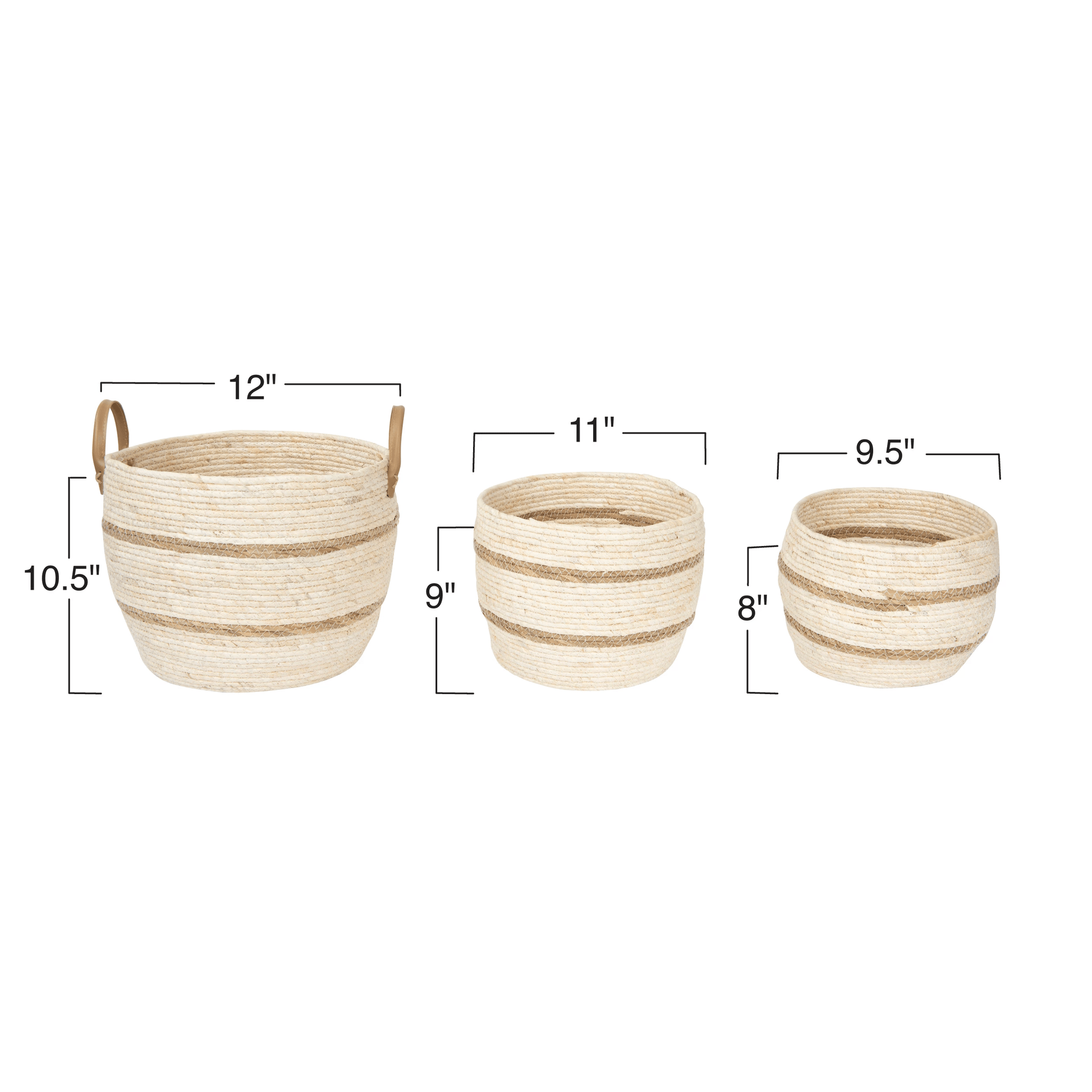 Striped Maize Storage Baskets / Planters, Set of 3 - Tampa Home & Garden Store