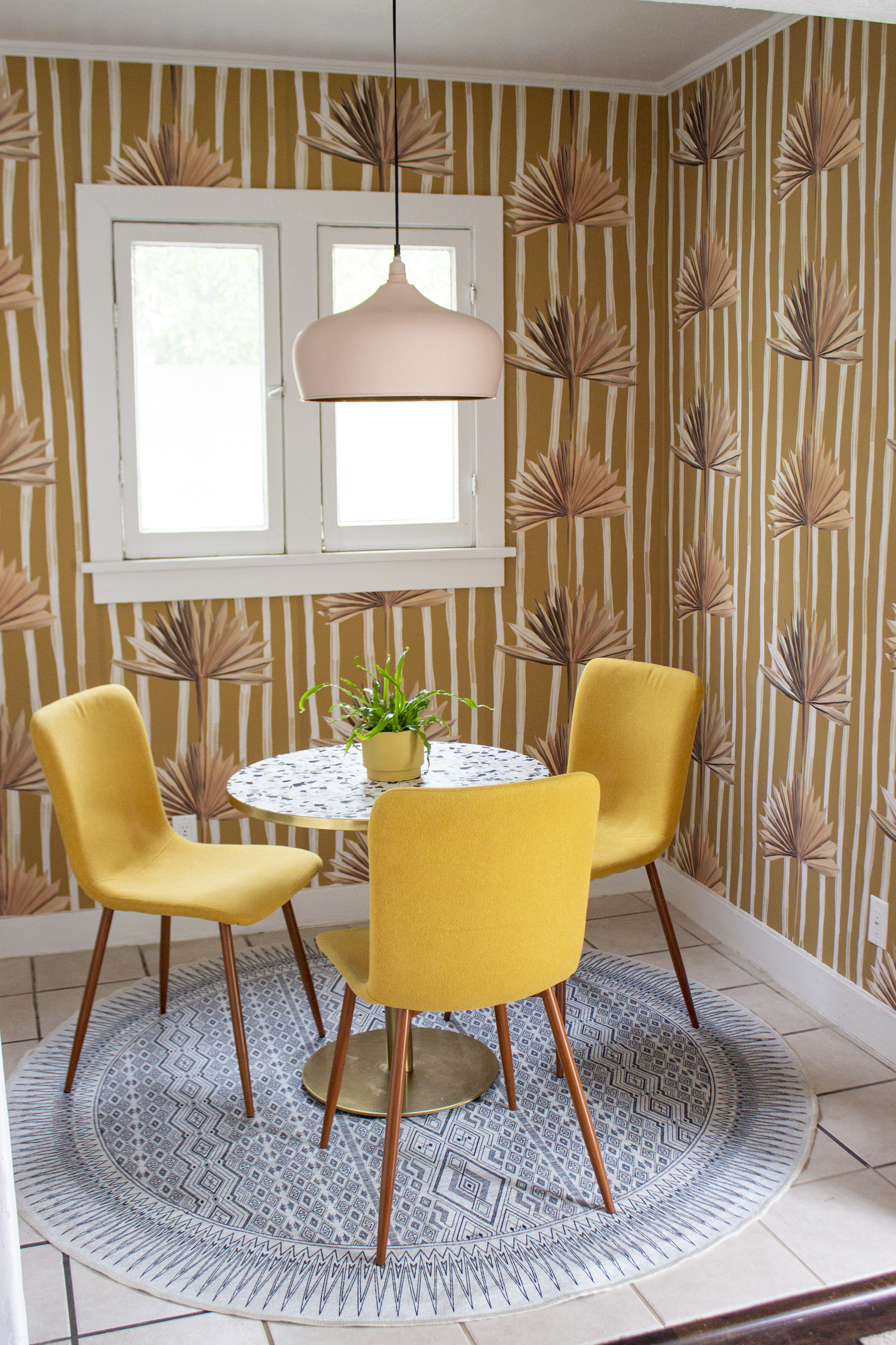 Stripey Palm Wallpaper, mustard - Tampa Home & Garden Store