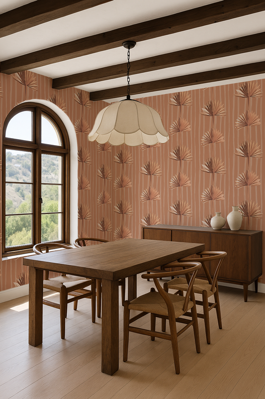 Stripey Palm Wallpaper, terra cotta - Tampa Home & Garden Store