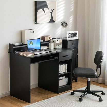 Mesa portátil de estudio con cajón y bandeja para teclado - Negra
