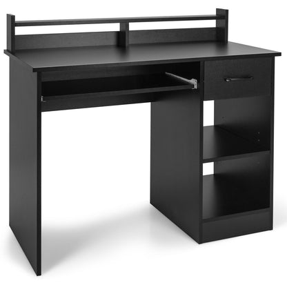 Mesa portátil de estudio con cajón y bandeja para teclado - Negra