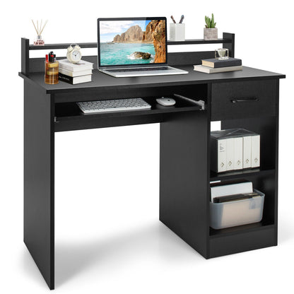 Mesa portátil de estudio con cajón y bandeja para teclado - Negra