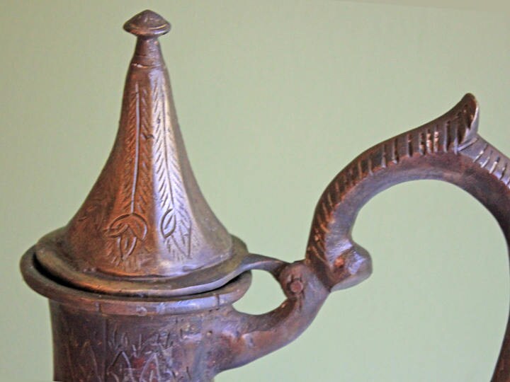 Stunning Antique Aftaba Pot.  Extra Large Hand Hammered Bronze Pot with Amazing Shapes and Decorative Elements. - Tampa Home & Garden Store