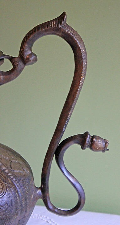 Stunning Antique Aftaba Pot.  Extra Large Hand Hammered Bronze Pot with Amazing Shapes and Decorative Elements. - Tampa Home & Garden Store