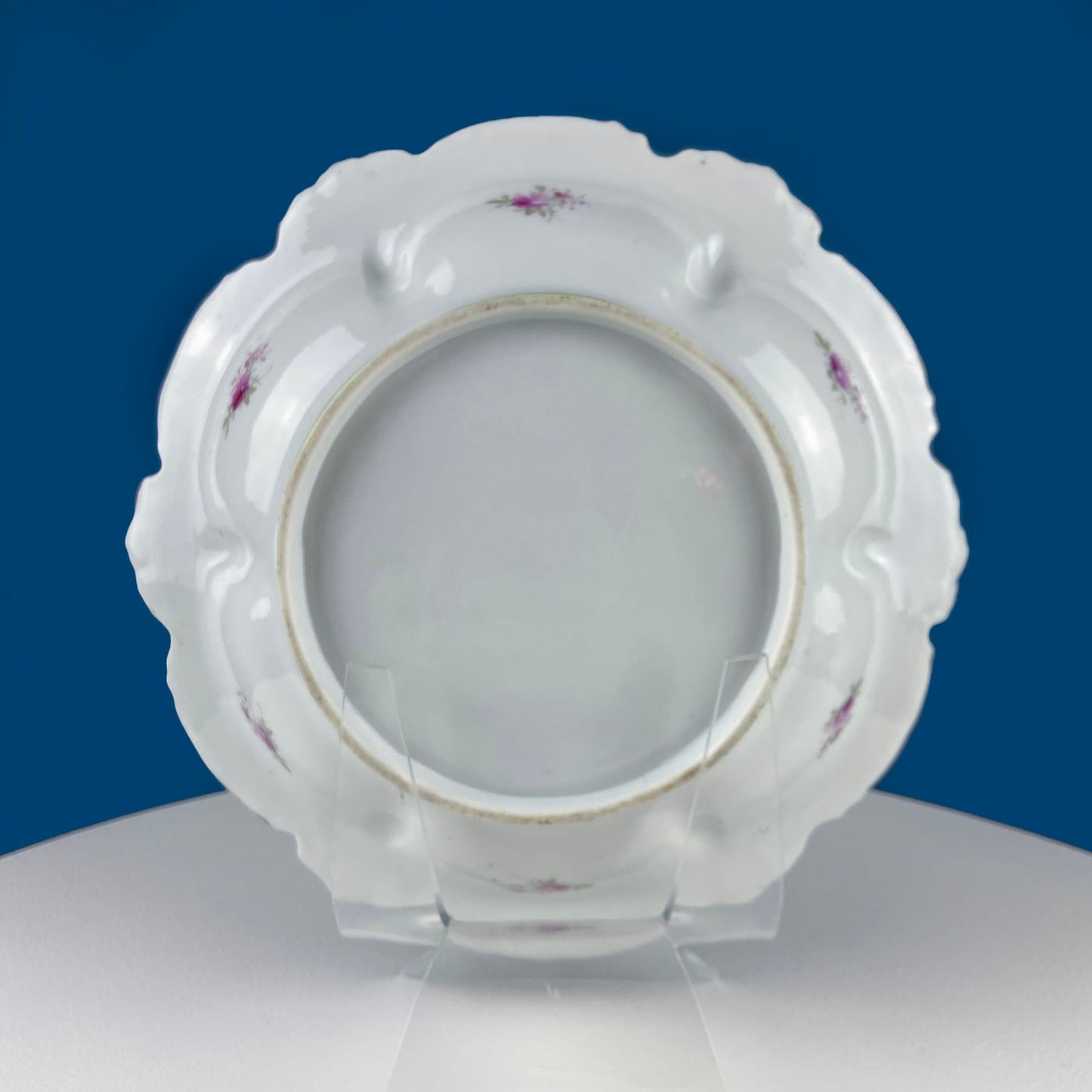 Stunning Antique Hand Painted Porcelain Bowl. Centerpiece Dish with Scalloped Edges. Gold Framework & Flowers. Dining Room Decor. - Tampa Home & Garden Store