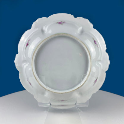 Stunning Antique Hand Painted Porcelain Bowl. Centerpiece Dish with Scalloped Edges. Gold Framework & Flowers. Dining Room Decor. - Tampa Home & Garden Store