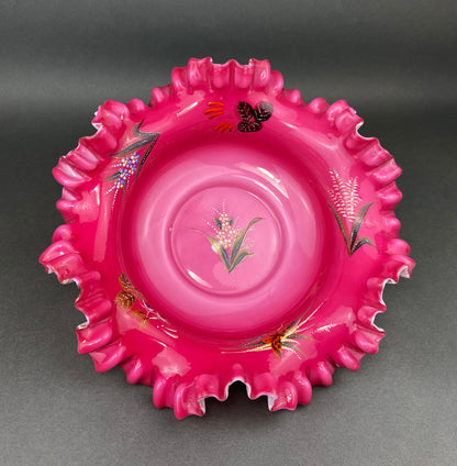 Stunning Antique Hand Painted Porcelain Bowl. Centerpiece Dish with Scalloped Edges. Gold Framework & Flowers. Dining Room Decor. - Tampa Home & Garden Store