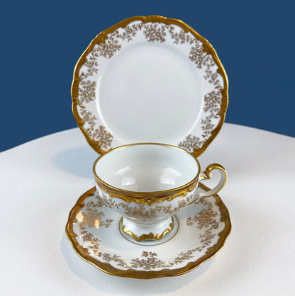 Stunning Antique White and Gold Tea Set Trio. Weimar Porcelain, Katharina Pattern. Hand Painted Floral Gold Trim. Dining Room Decor. - Tampa Home & Garden Store
