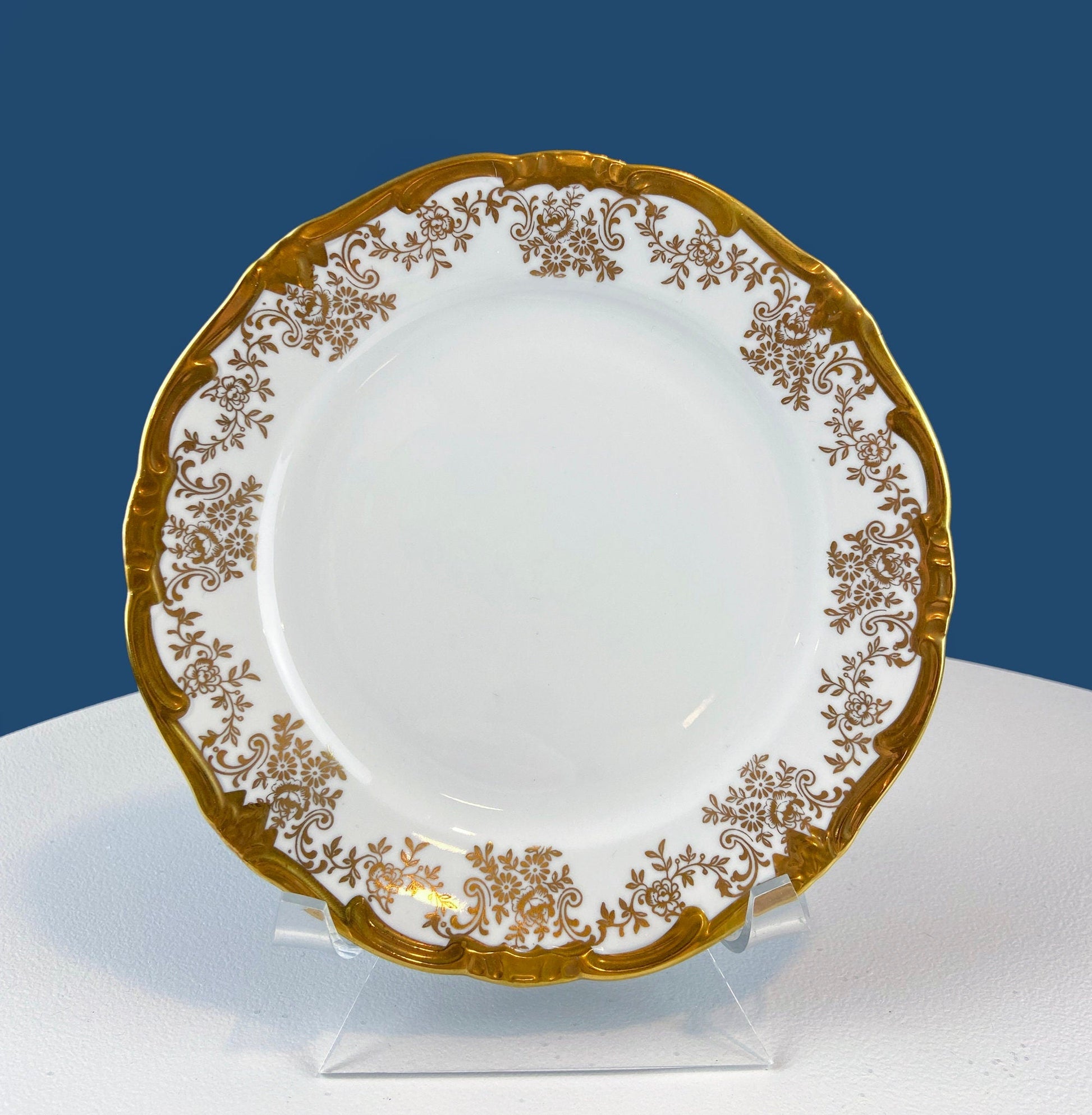Stunning Antique White and Gold Tea Set Trio. Weimar Porcelain, Katharina Pattern. Hand Painted Floral Gold Trim. Dining Room Decor. - Tampa Home & Garden Store