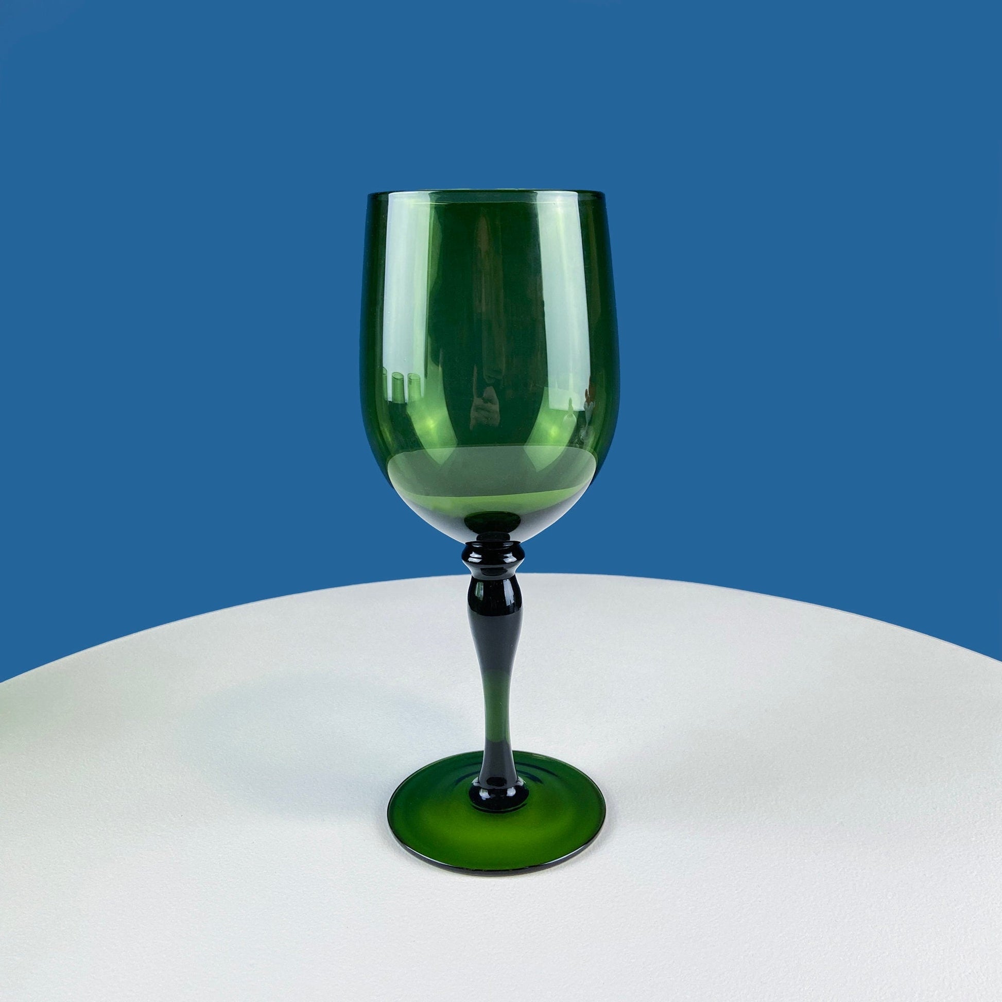 Stunning Green Wine Goblets.  Set of Four Stemware. Dark Green Hand Blown Glasses. Elegant Dining Room Decor. Unique Barware. Wedding Gift. - Tampa Home & Garden Store