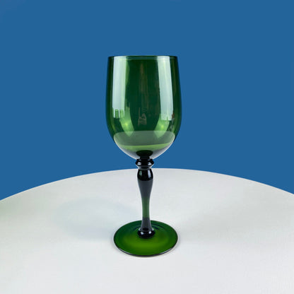 Stunning Green Wine Goblets.  Set of Four Stemware. Dark Green Hand Blown Glasses. Elegant Dining Room Decor. Unique Barware. Wedding Gift. - Tampa Home & Garden Store