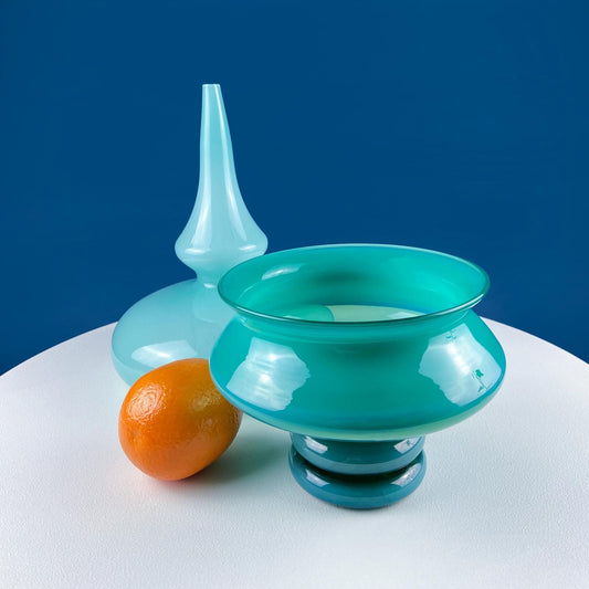 Stunning Jade Color Hand Blown Glass Footed Bowl. Semi-Opaque Glass Modern Glass Art. Modern Home Decor. Interior Design Ideas. Gift for Him - Tampa Home & Garden Store