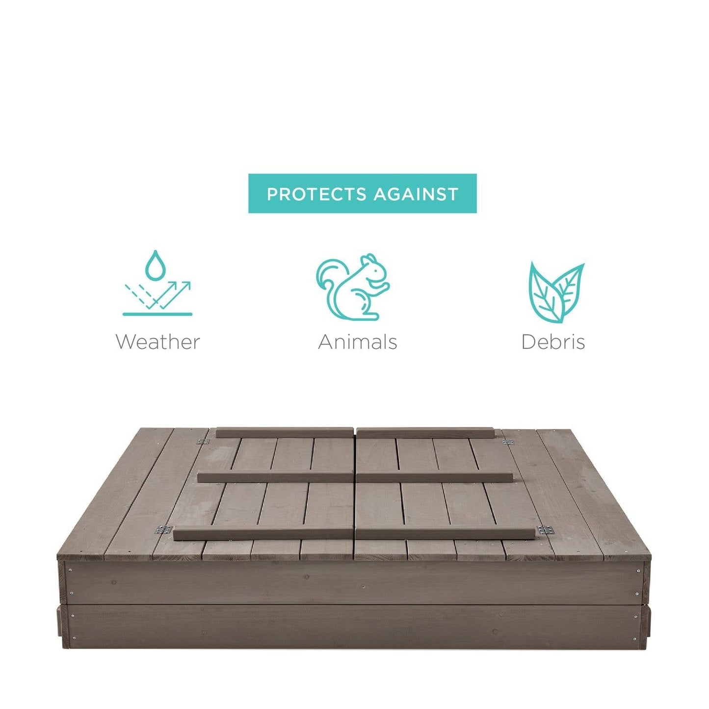 Sturdy Cedar Wood Kids Outdoor Sandbox with Benches in Grey Finish - Tampa Home & Garden Store