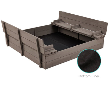 Sturdy Cedar Wood Kids Outdoor Sandbox with Benches in Grey Finish - Tampa Home & Garden Store
