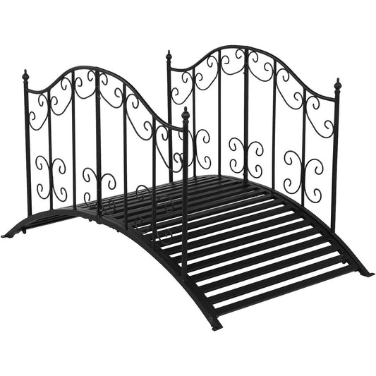 Sturdy Outdoor Rust-Proof 4-Foot Black Metal Arch Garden Bridge - Tampa Home & Garden Store