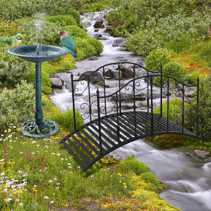 Sturdy Outdoor Rust-Proof 4-Foot Black Metal Arch Garden Bridge - Tampa Home & Garden Store