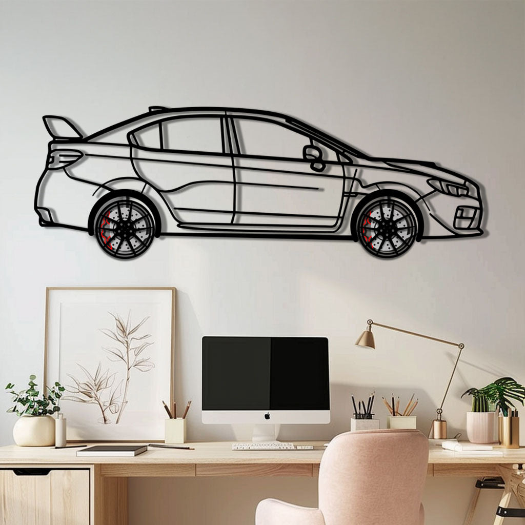 Subaru WRX Metal Car Wall Art with Rotating Wheels - Rally Legend Silhouette - Interactive Automotive Wall Decor - KAFMEKA155 - Tampa Home & Garden Store