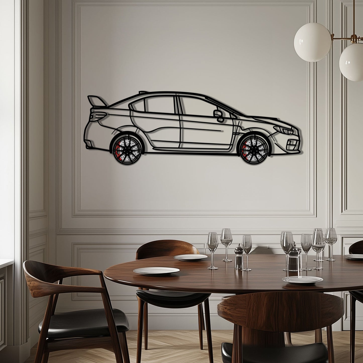 Subaru WRX Metal Car Wall Art with Rotating Wheels - Rally Legend Silhouette - Interactive Automotive Wall Decor - KAFMEKA155 - Tampa Home & Garden Store