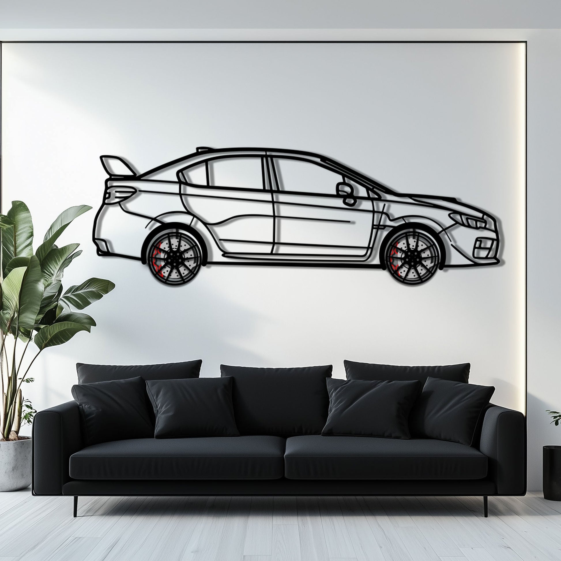 Subaru WRX Metal Car Wall Art with Rotating Wheels - Rally Legend Silhouette - Interactive Automotive Wall Decor - KAFMEKA155 - Tampa Home & Garden Store