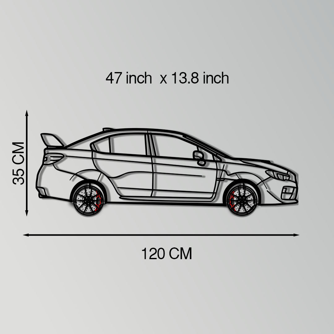 Subaru WRX Metal Car Wall Art with Rotating Wheels - Rally Legend Silhouette - Interactive Automotive Wall Decor - KAFMEKA155 - Tampa Home & Garden Store