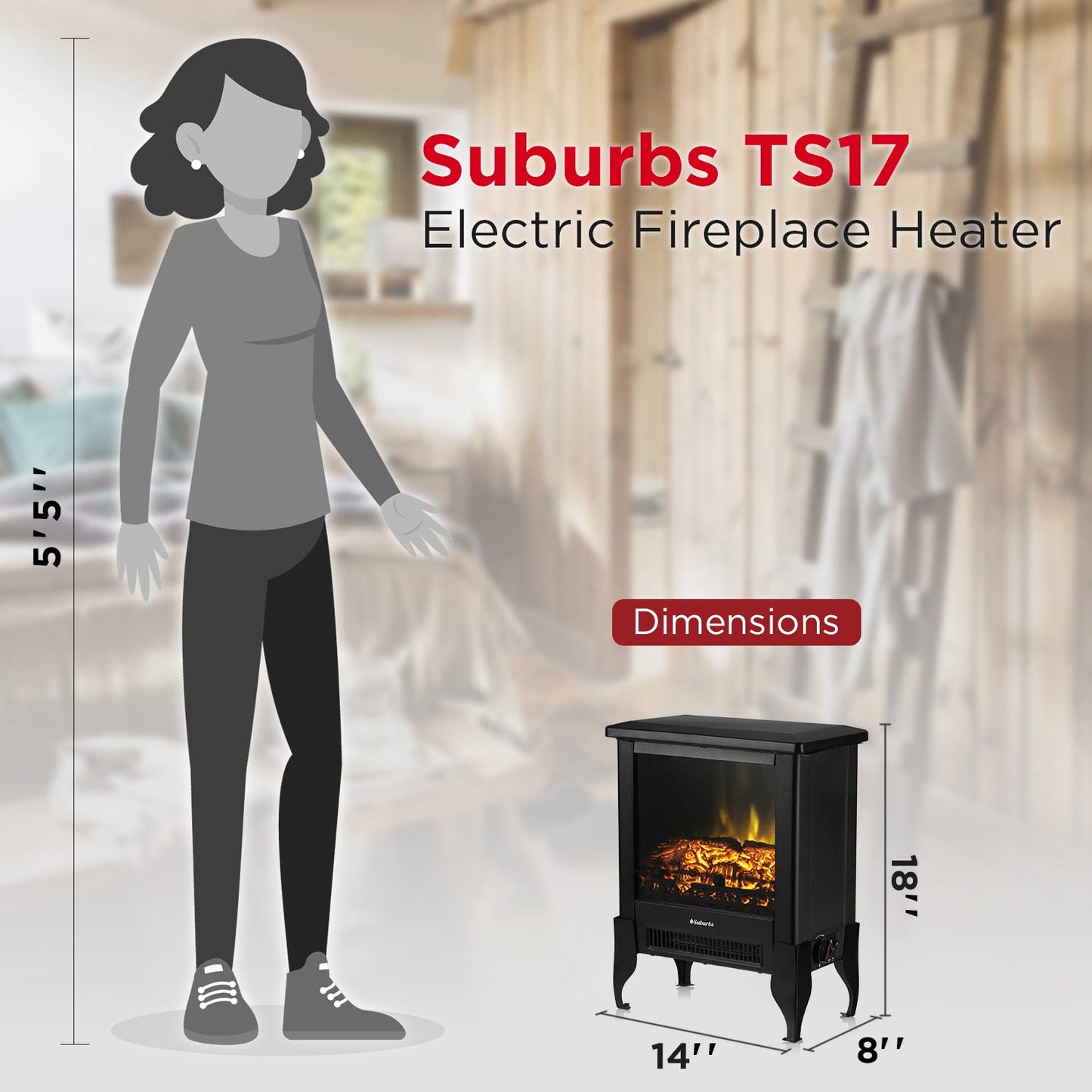 Suburbs TS17 Electric Fireplace Stove Heater - Tampa Home & Garden Store