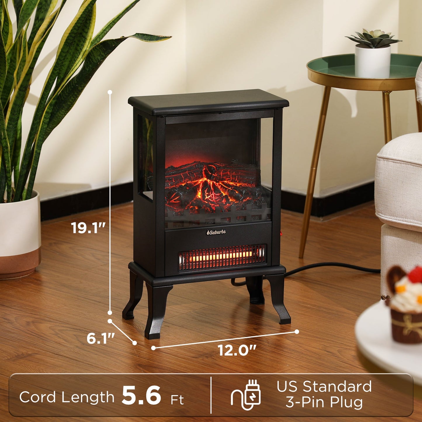 Suburbs TS17Q Electric Fireplace Stove Heater - Tampa Home & Garden Store
