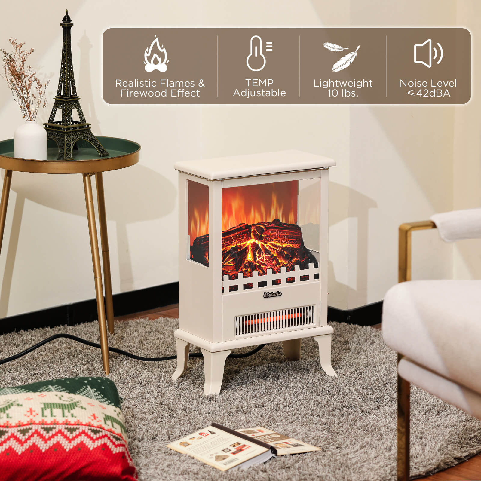Suburbs TS17Q Electric Fireplace Stove Heater - Tampa Home & Garden Store