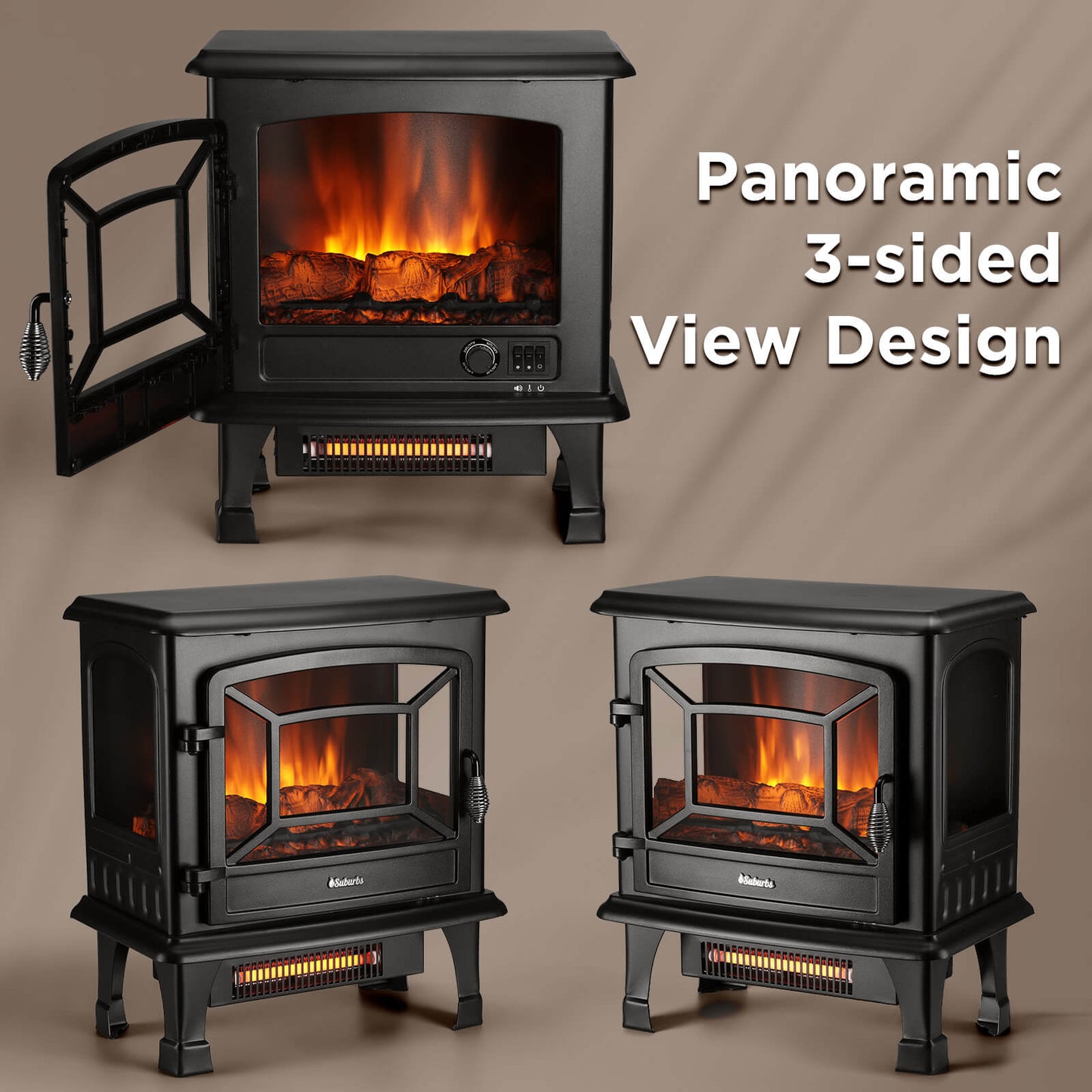 Suburbs TS20-SD Electric Fireplace Stove Heater with Sound - Tampa Home & Garden Store