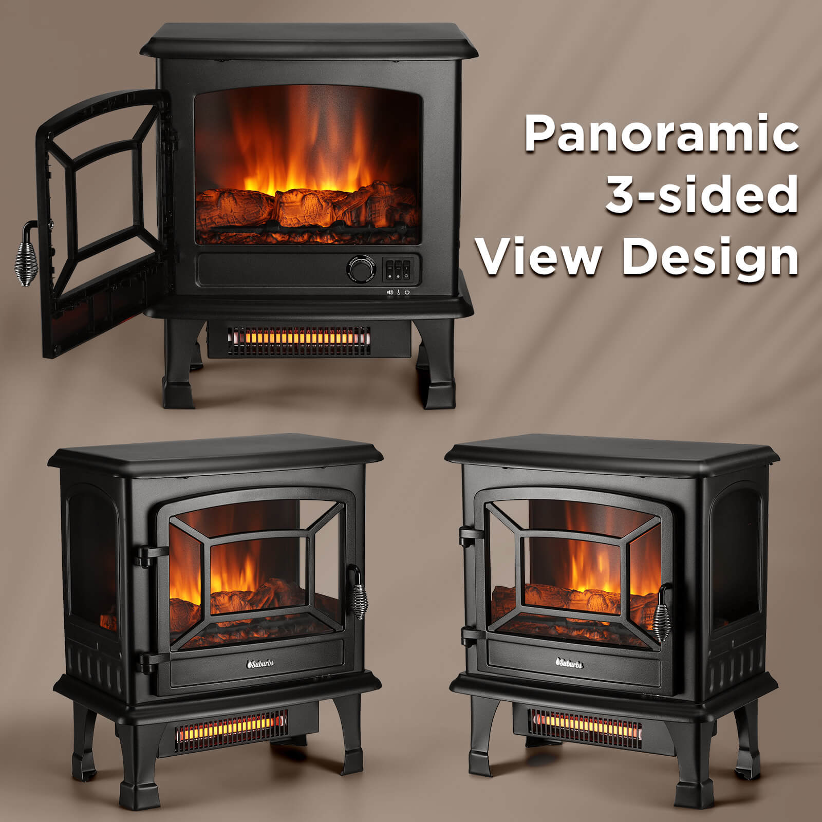 Suburbs TS20-SD Electric Fireplace Stove Heater with Sound - Tampa Home & Garden Store