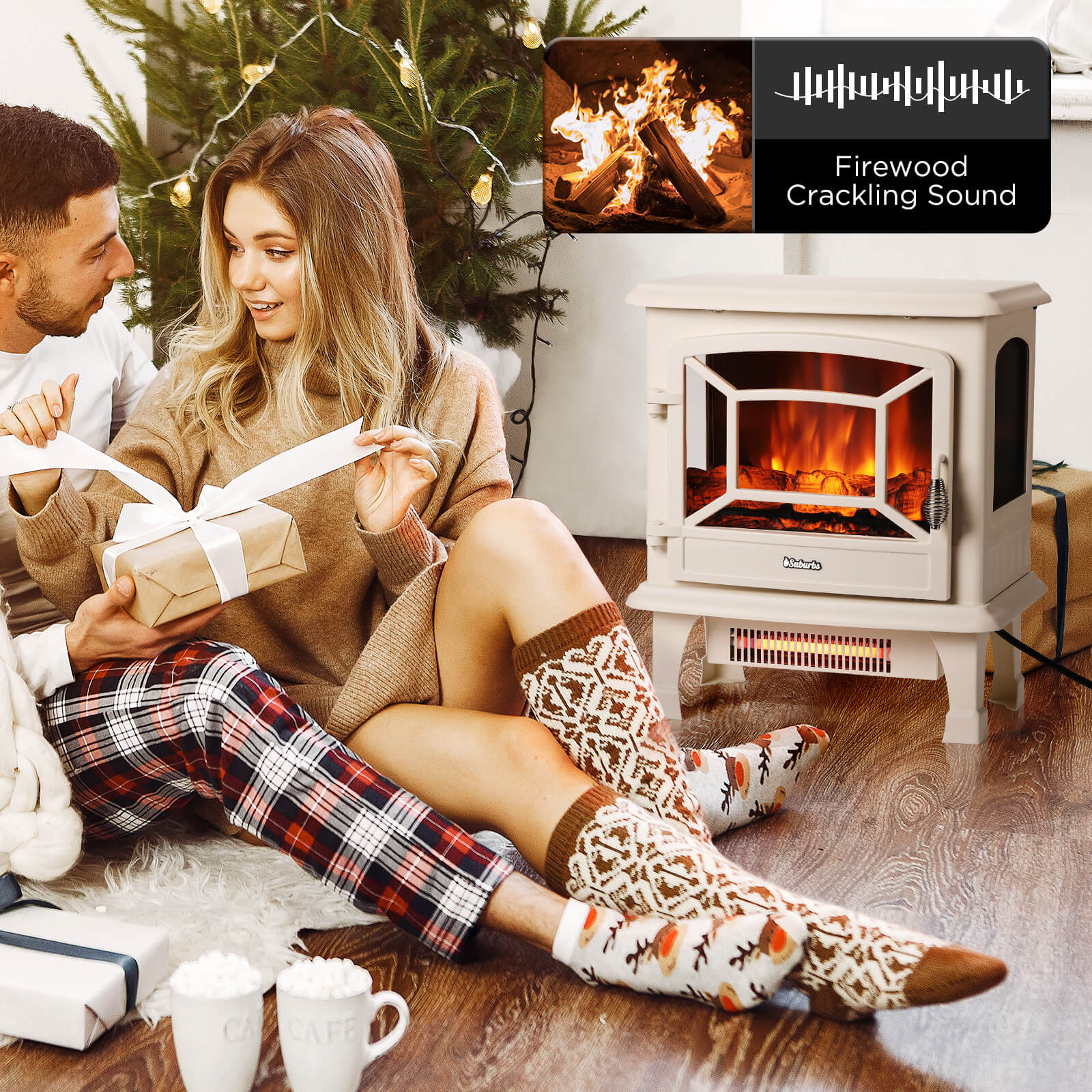 Suburbs TS20-SD Electric Fireplace Stove Heater with Sound - Tampa Home & Garden Store