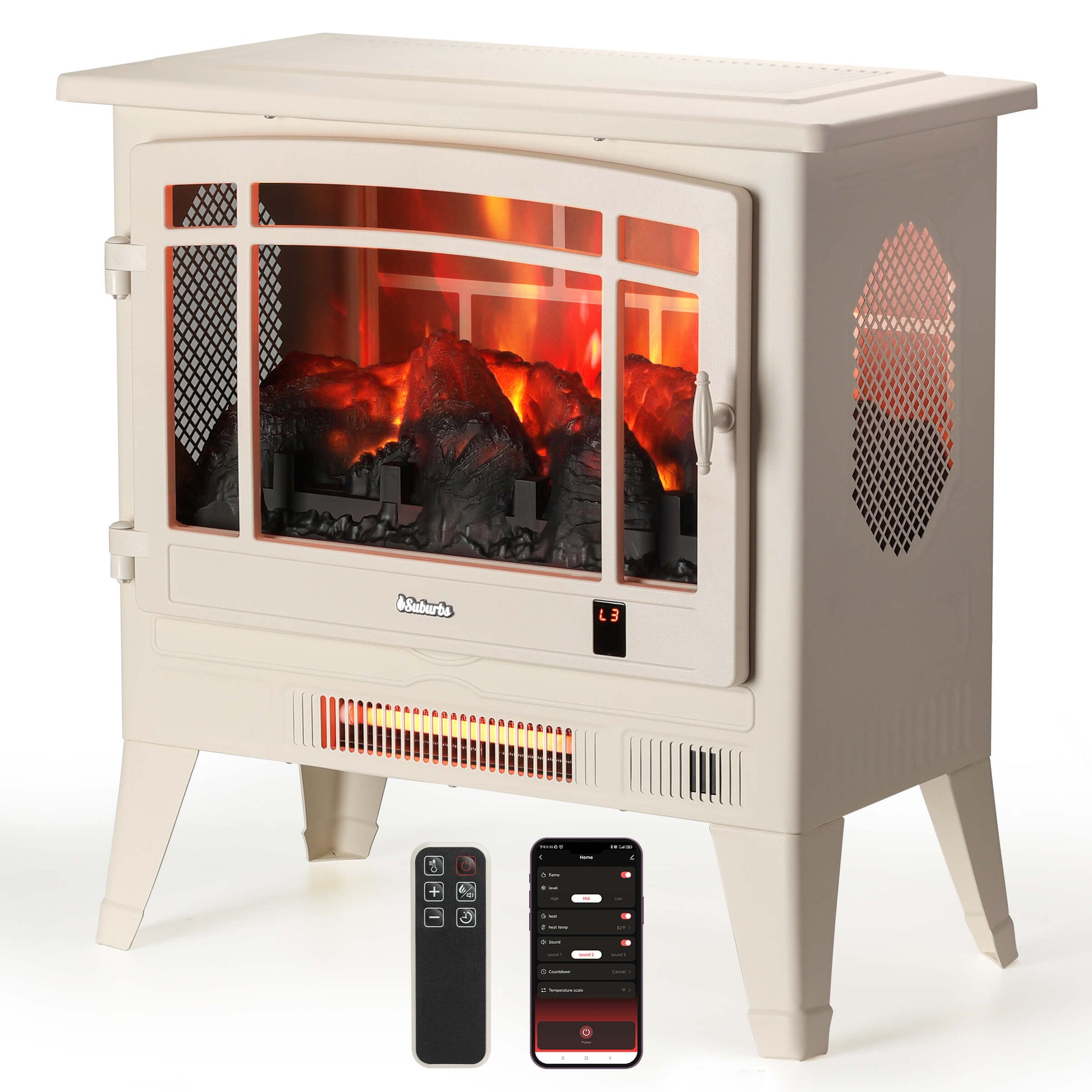 Suburbs TS25 Smart Electric Fireplace Stove Heater, WiFi Enabled - Tampa Home & Garden Store