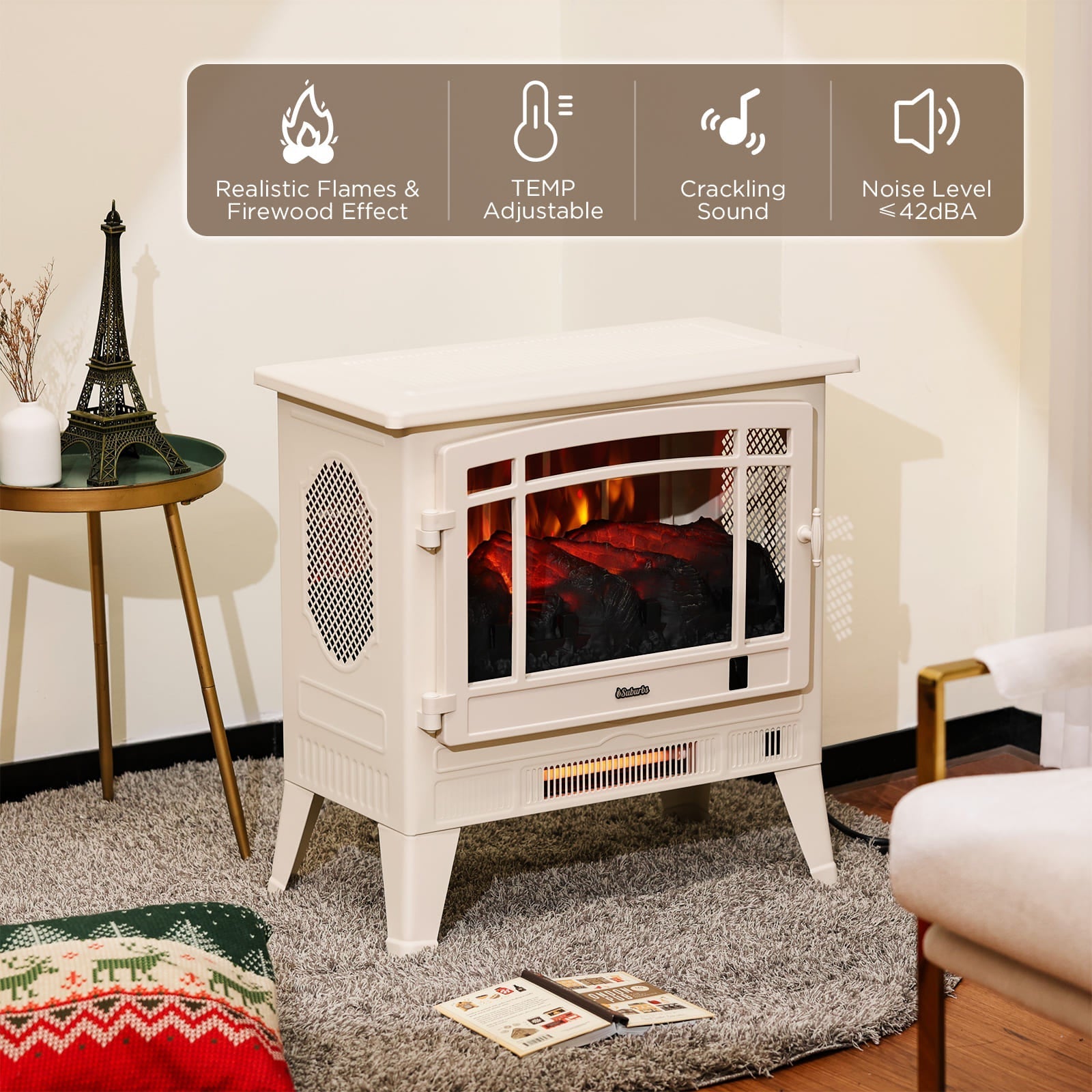 Suburbs TS25 Smart Electric Fireplace Stove Heater, WiFi Enabled - Tampa Home & Garden Store
