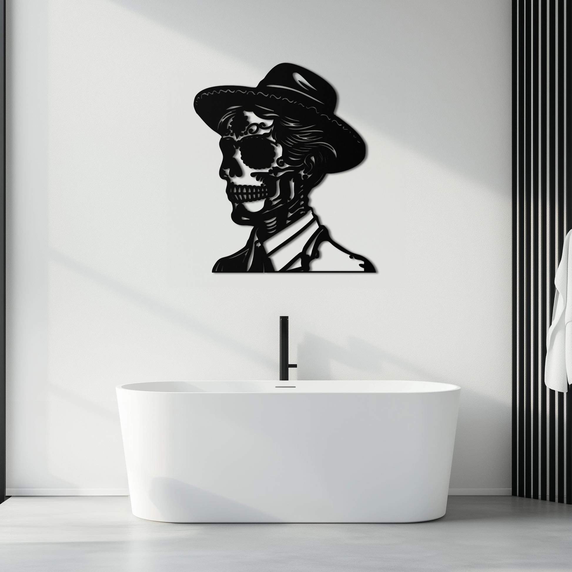 Sugar Head Makeup Man Metal Wall Art - Bold Steel Silhouette Decor- KAF471 - Tampa Home & Garden Store