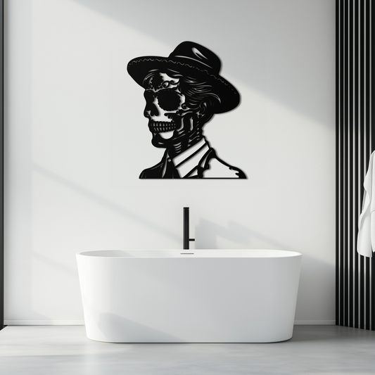 Sugar Head Makeup Man Metal Wall Art - Bold Steel Silhouette Decor- KAF471 - Tampa Home & Garden Store