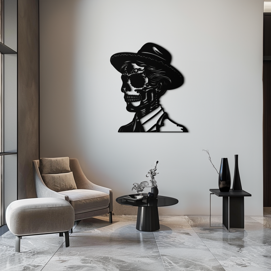 Sugar Head Makeup Man Metal Wall Art - Bold Steel Silhouette Decor- KAF471 - Tampa Home & Garden Store