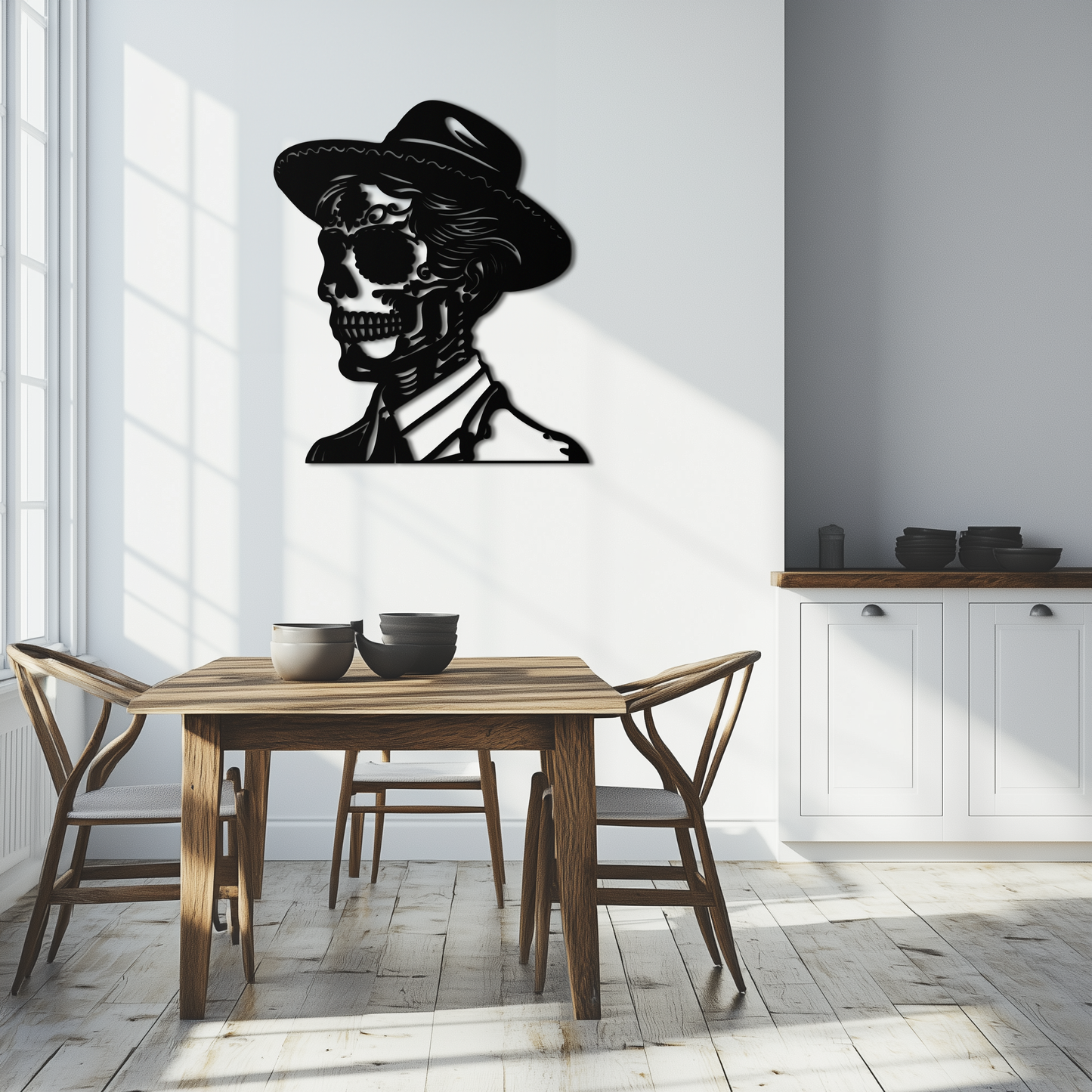 Sugar Head Makeup Man Metal Wall Art - Bold Steel Silhouette Decor- KAF471 - Tampa Home & Garden Store