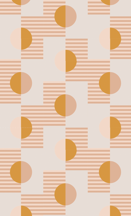 Summer Suns Wallpaper, blush & mustard - Tampa Home & Garden Store
