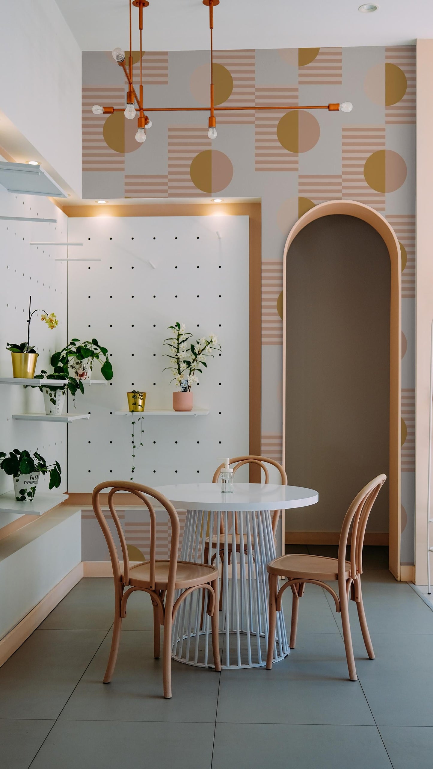 Summer Suns Wallpaper, blush & mustard - Tampa Home & Garden Store