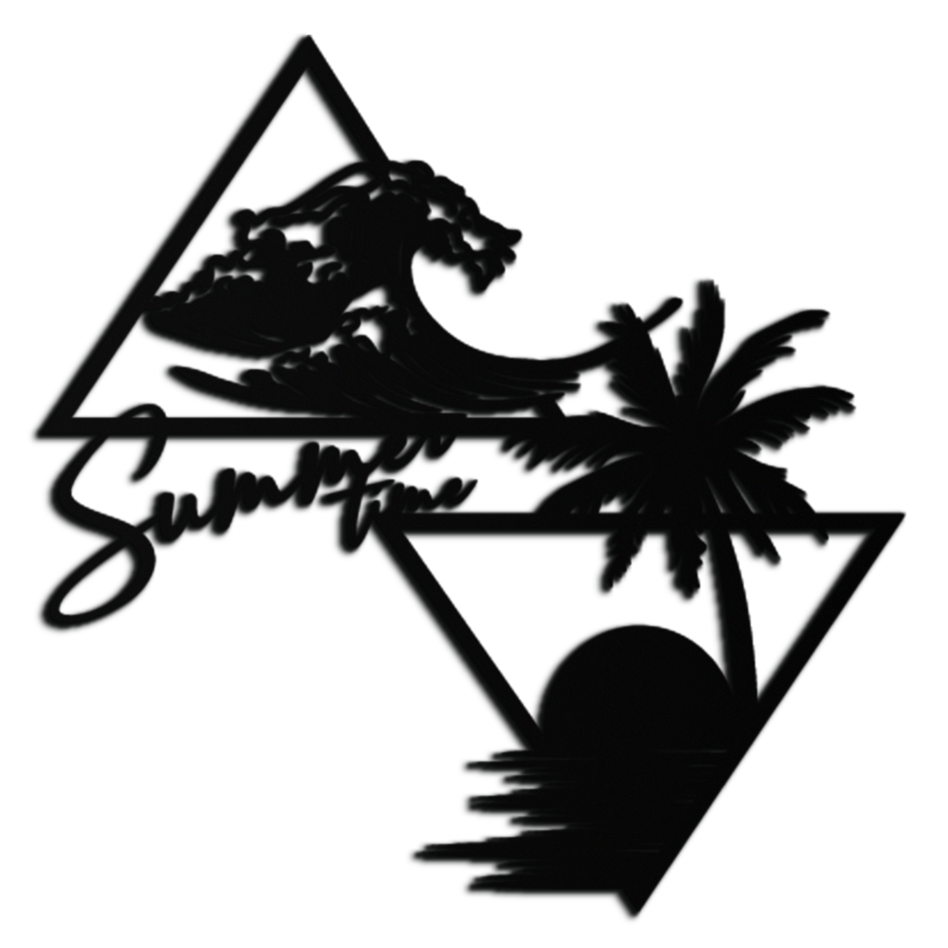 Summer Time Beach Scene Metal Wall Art – Tropical Ocean Waves and Palm Tree Black Steel Decor for Coastal Interiors- KAF461 - Tampa Home & Garden Store