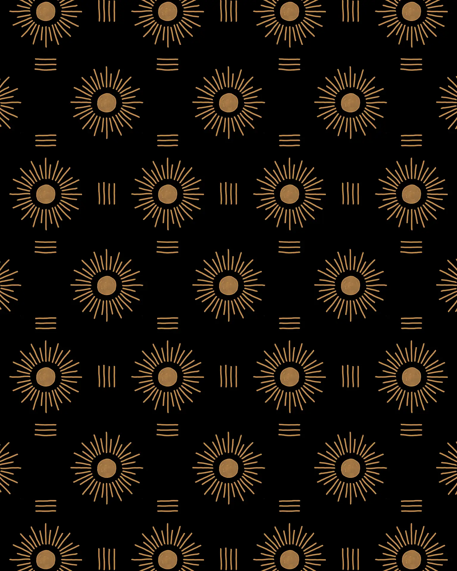 Sun Rays Wallpaper, black and mustard - Tampa Home & Garden Store