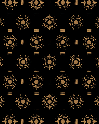 Sun Rays Wallpaper, black and mustard - Tampa Home & Garden Store