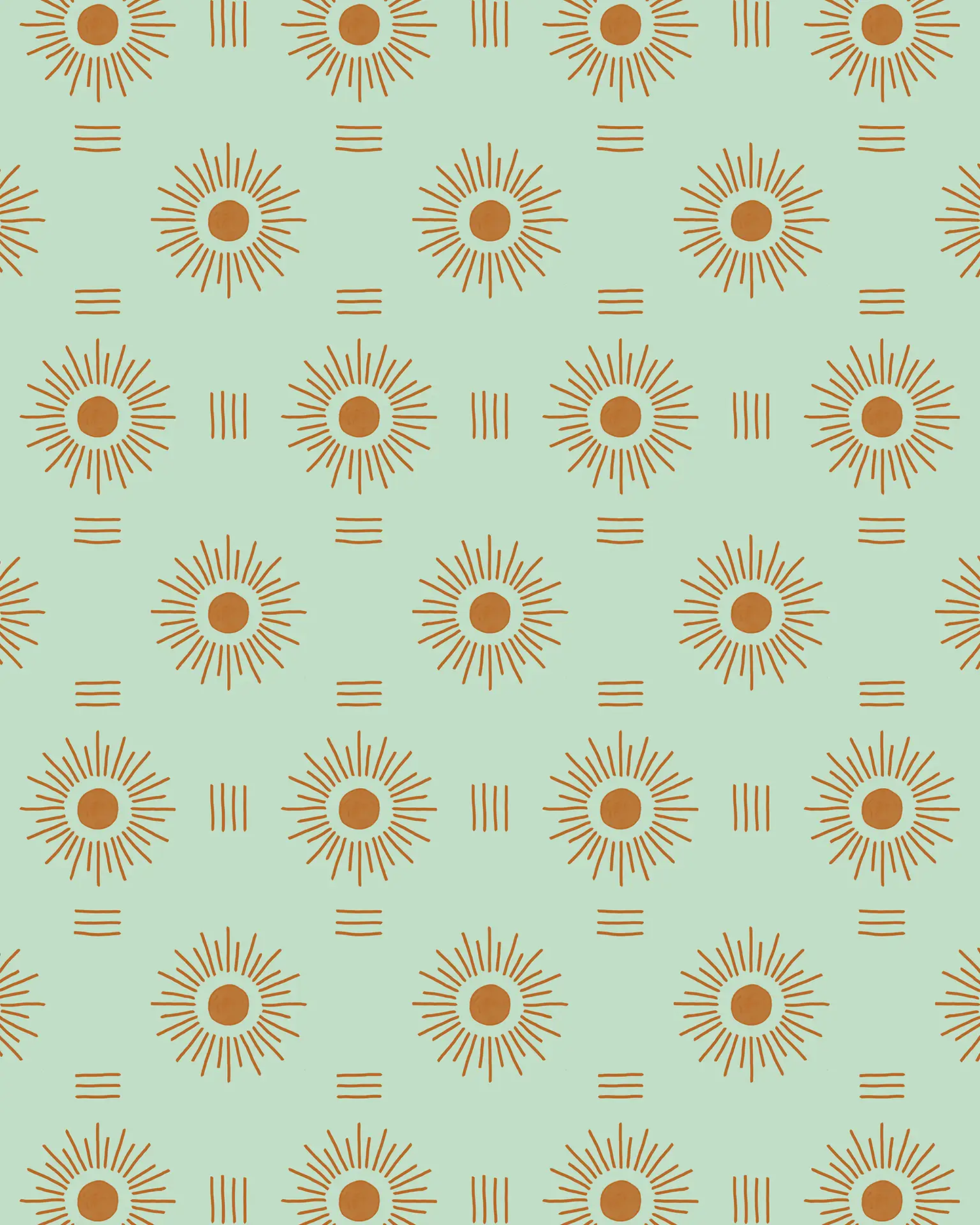 Sun Rays Wallpaper, mint and orange - Tampa Home & Garden Store