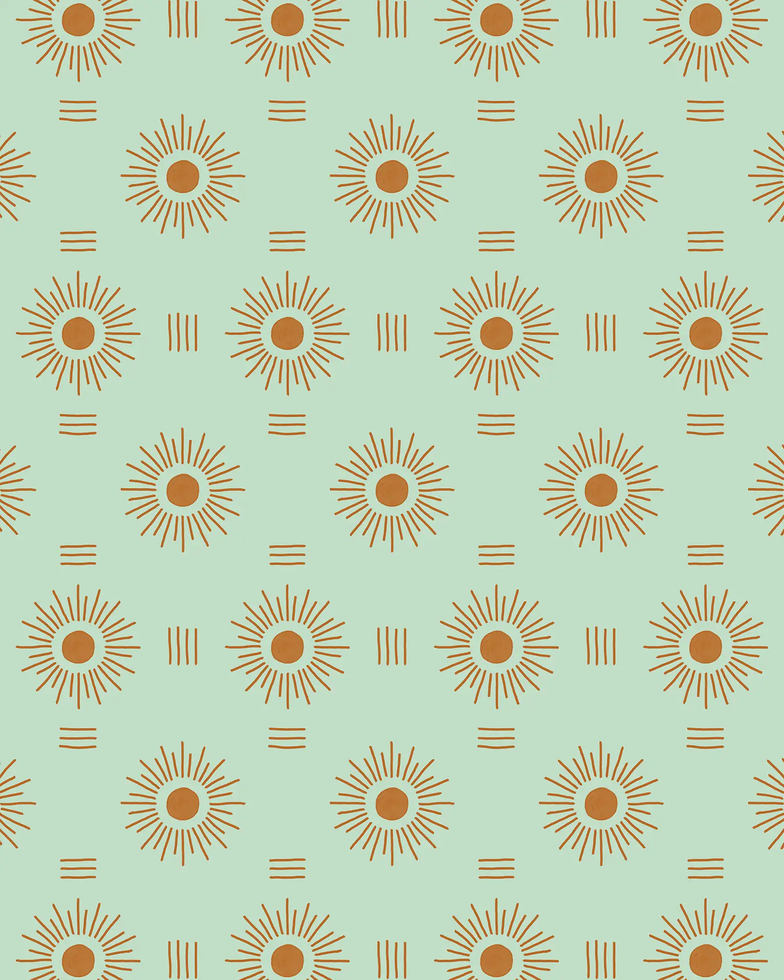 Sun Rays Wallpaper, mint and orange - Tampa Home & Garden Store